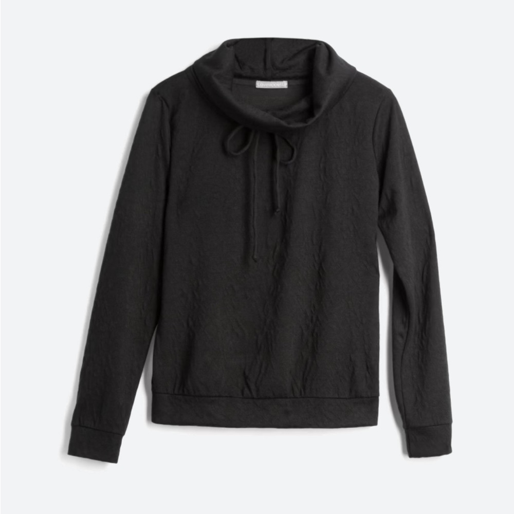 Loveappella Cowl Neck Textured Knit Sweatshirt